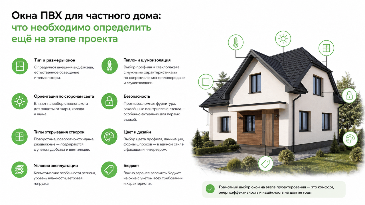Окна ПВХ для частного дома: что необходимо определить ещё на этапе проекта