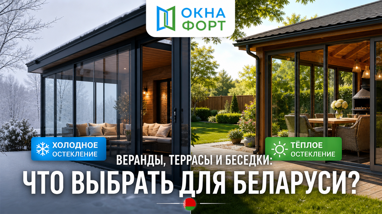 Холодное или тёплое остекление веранды, террасы и беседки: что выбрать для Беларуси